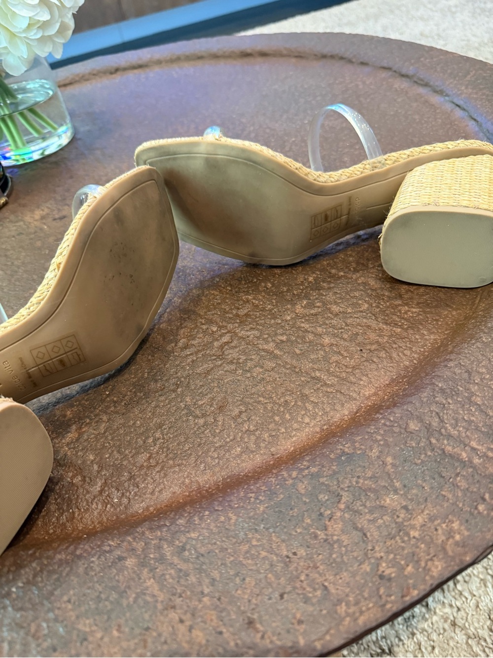Dolce Vita Natural Woven Wedge Sandals with Clear Straps - Picture 3 of 3